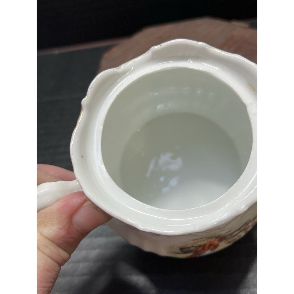 Sugar Bowl Lid Porcelain Vtg Old Women in the Shoe Cottagecore Farm Shabby Chic - Picture 10 of 14